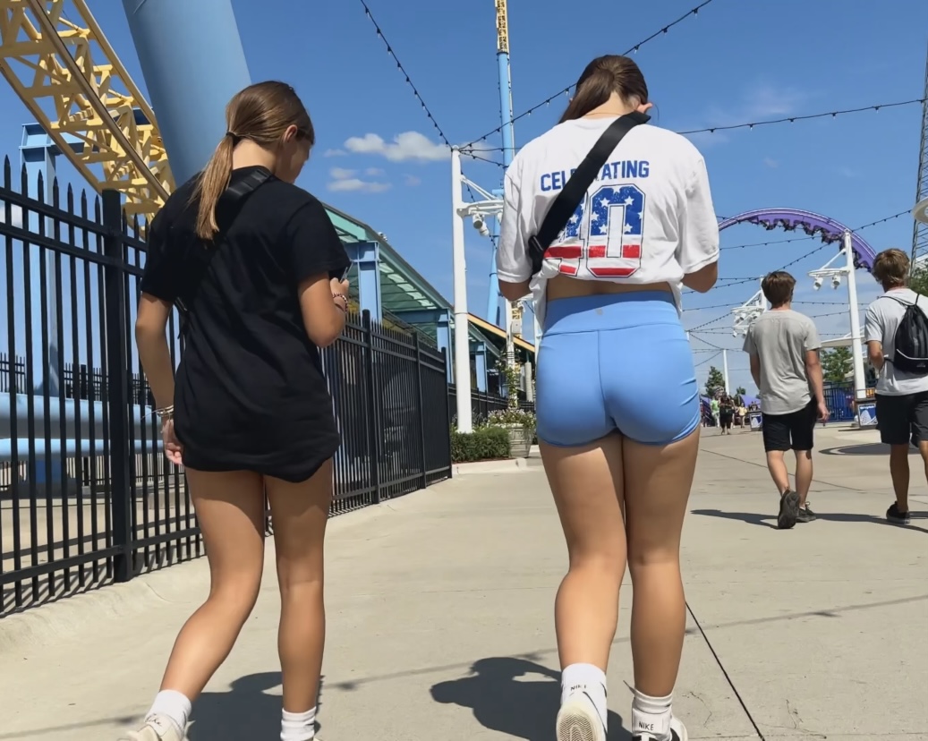 Baby blue shorts girl